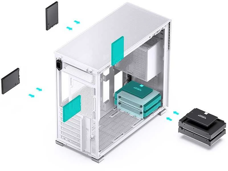 Jonsbo D41 MESH Screen ATX Case, Tempered Glass - baltas