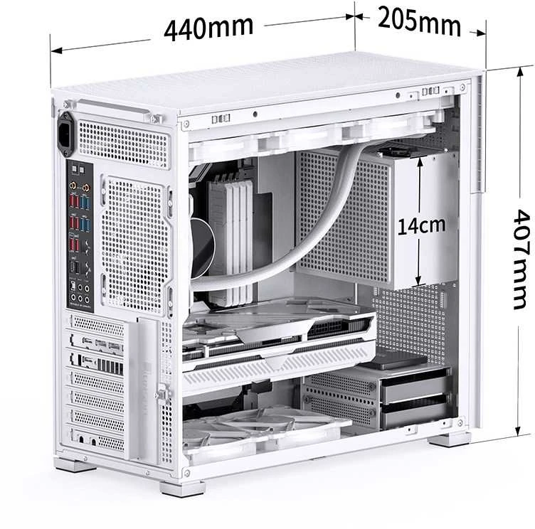 Jonsbo D41 MESH Screen ATX Case, Tempered Glass - baltas