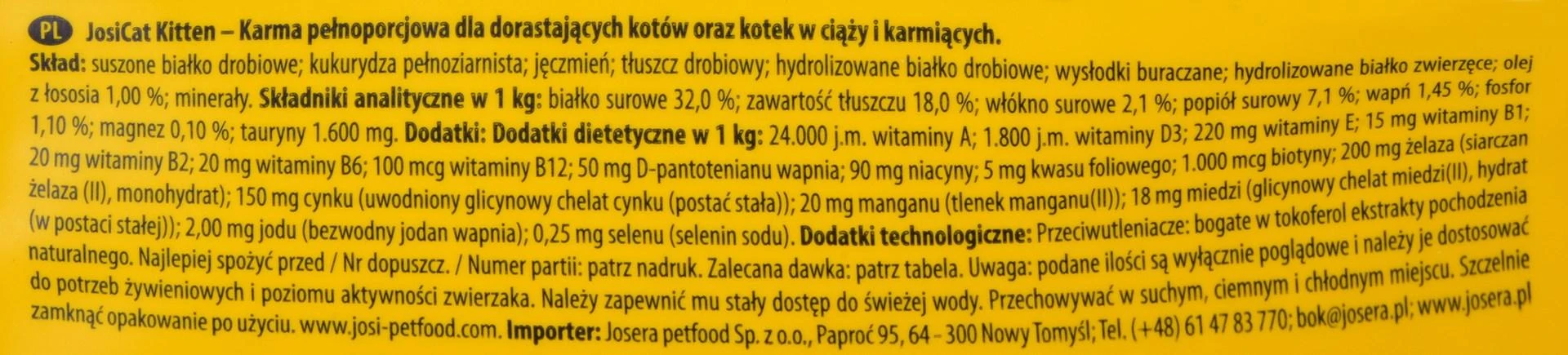 JosiCat Kitten sausas pašaras jaunoms katėms, 10 kg