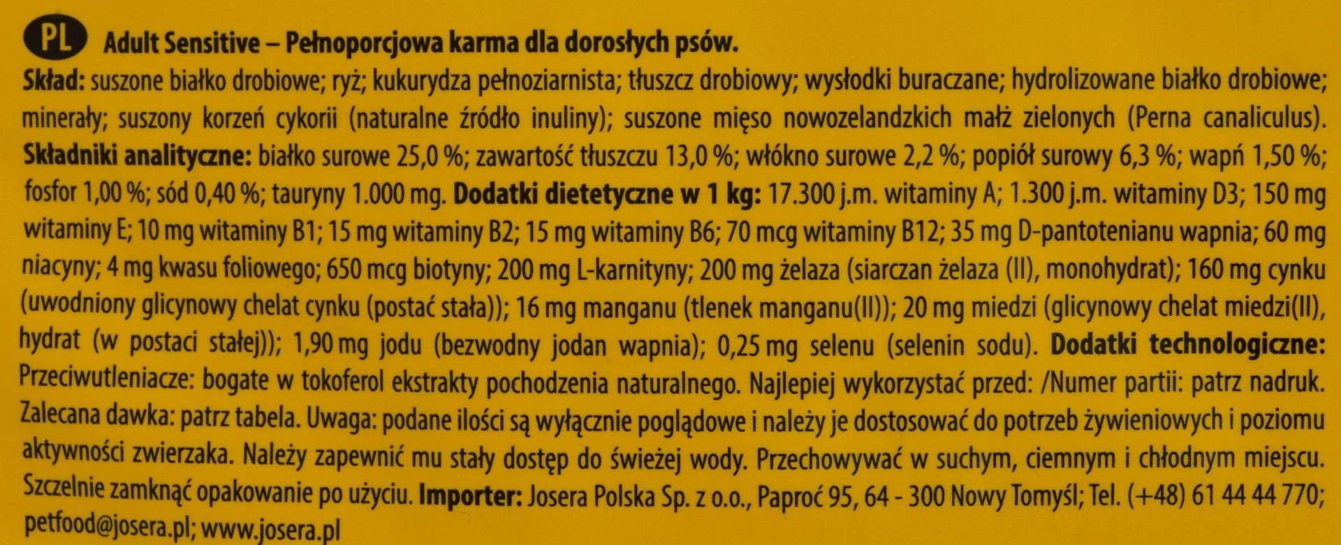Josidog Adult Sensitive Visavertis ėdalas suaugusiems jautriems šunims, 15 kg