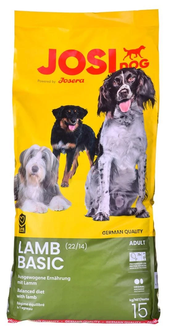 Josera JosiDog Lamb Basic Visavertis ėdalas suaugusiems šunims, 15 kg