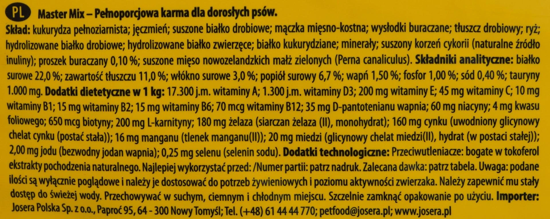 Josera JosiDog MasterMix Visavertis ėdalas suaugusiems šunims, 15kg