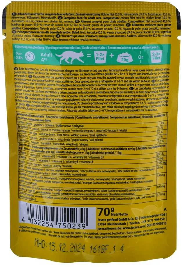 JOSERA vištiena antiena Filet – drėgnas kačių maistas – 70 g