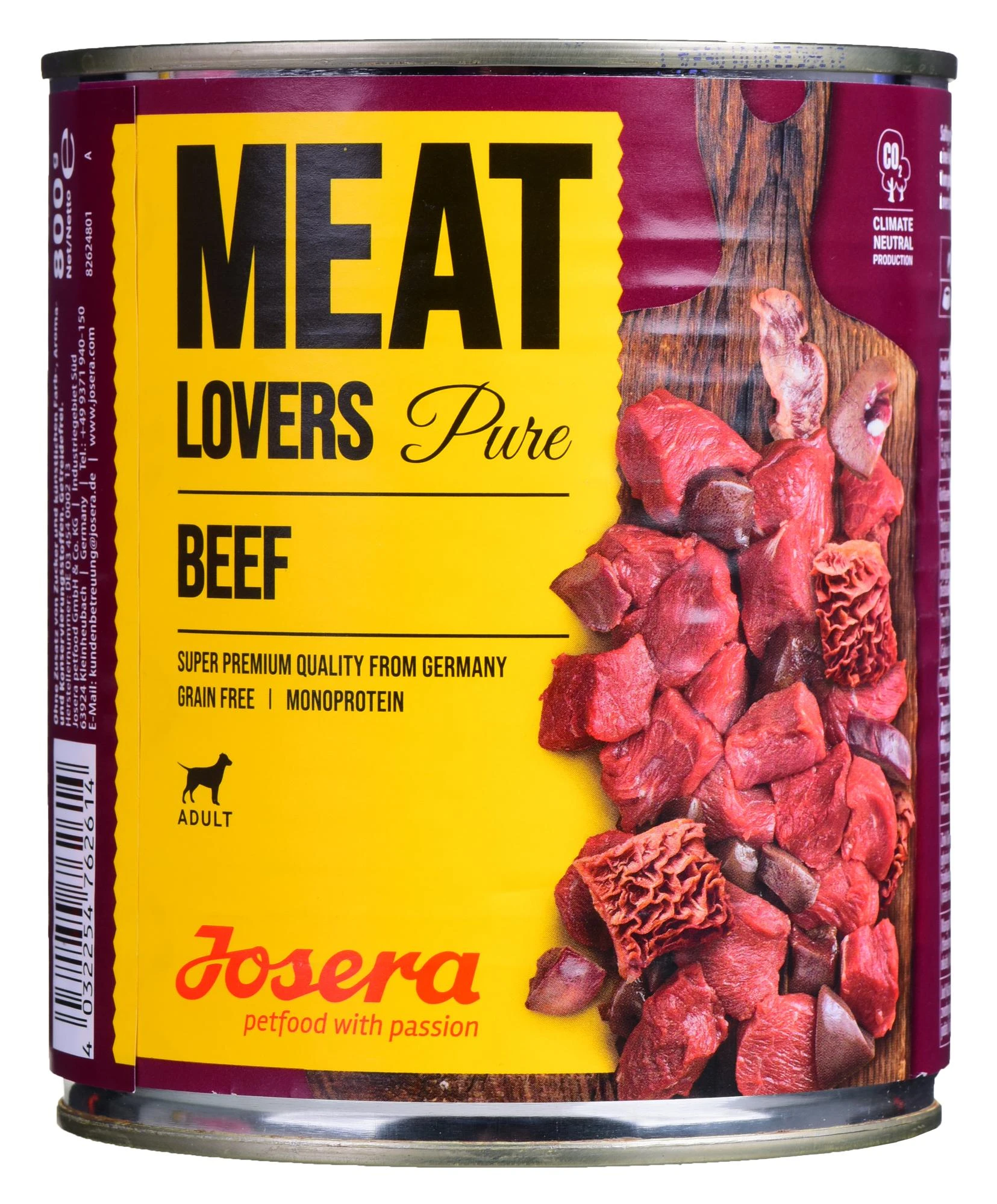 Josera Meat Lovers Pure jautiena konservuotas pašaras šunims su jautiena, 800g