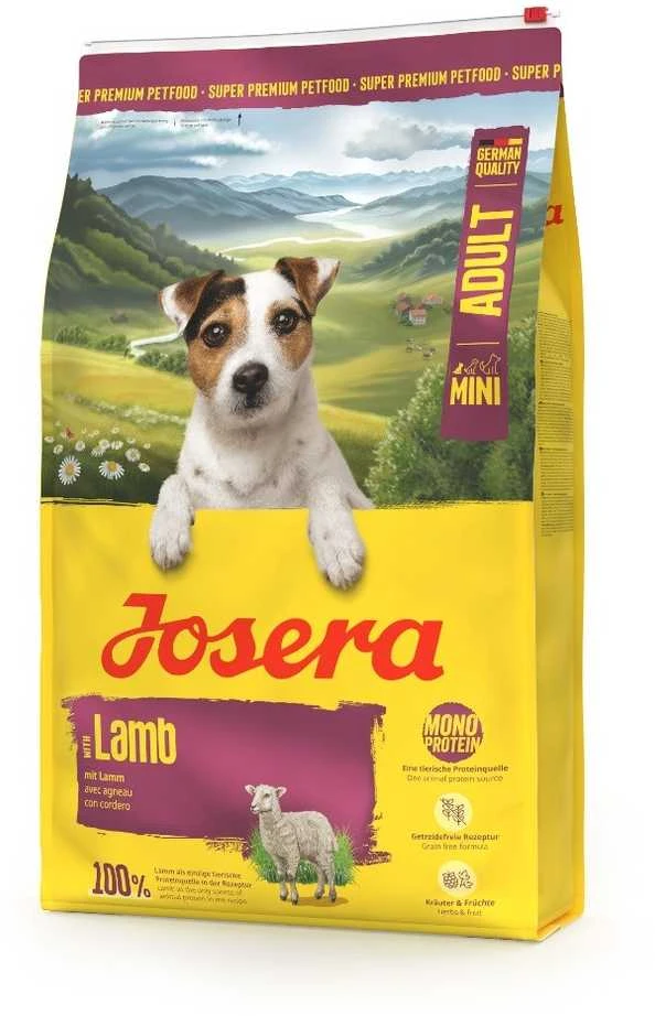 Josera Mini ėriena begrūdis sausas pašaras mažų veislių šunims su ėriena, 900 g