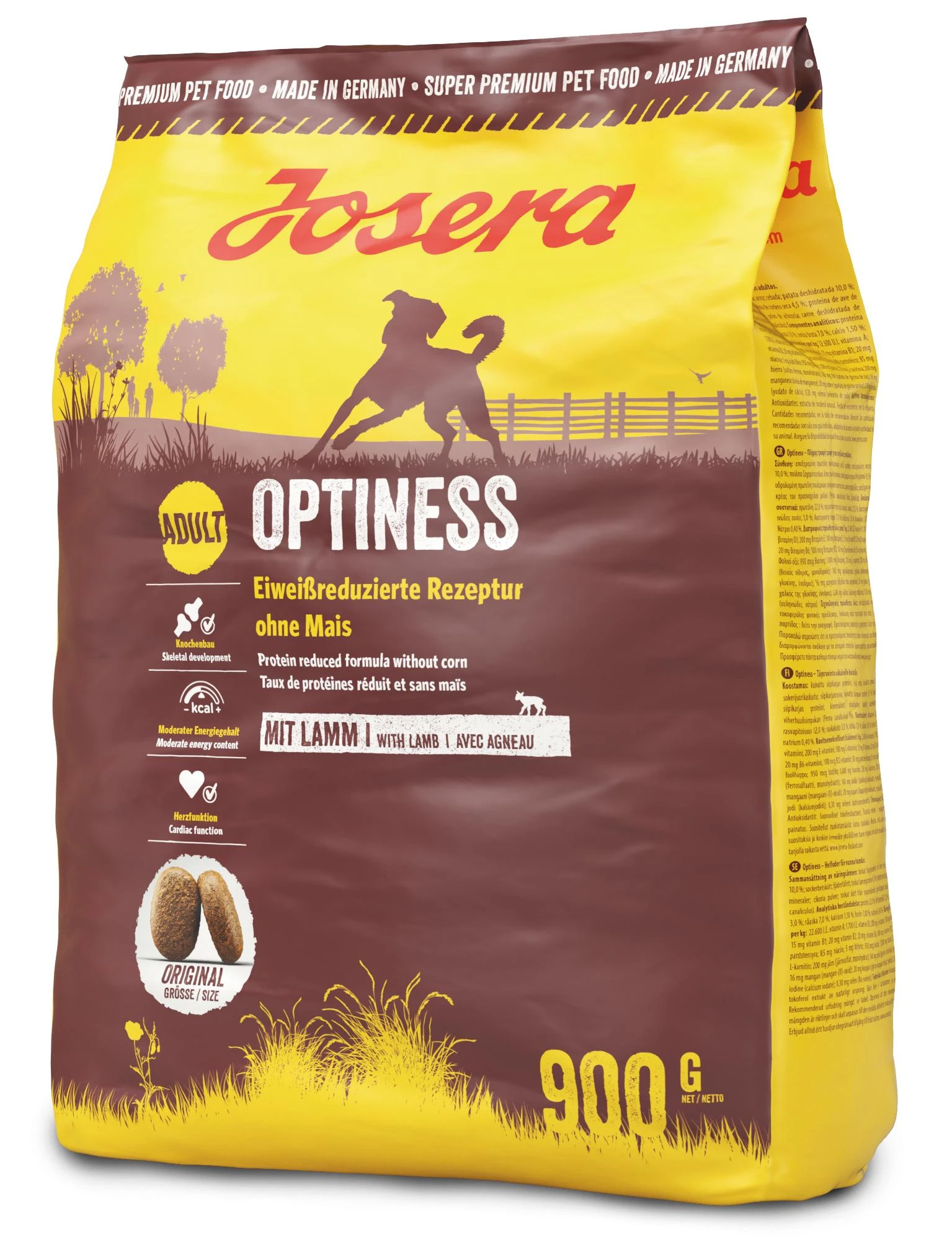 Josera Optiness lengvai virškinamas sausas maistas suaugusiems šunims 900g