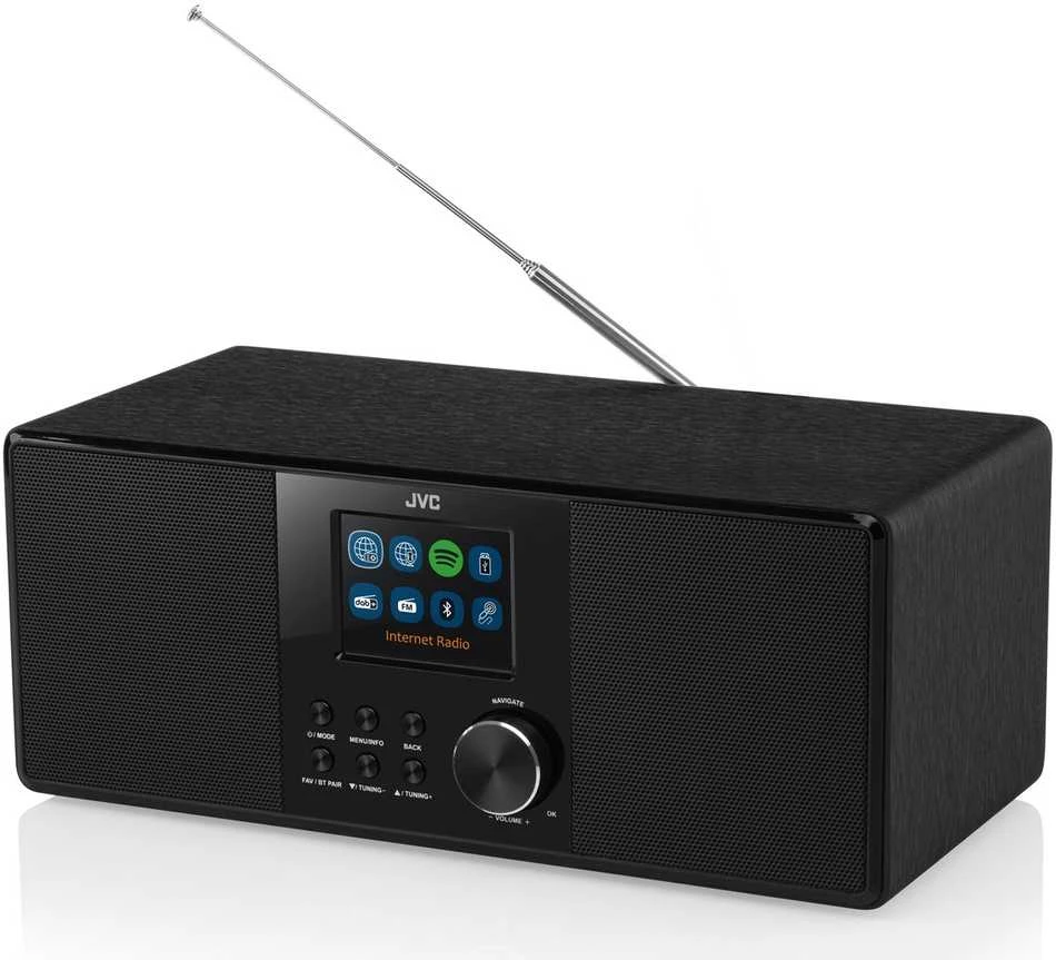 Muzikinis centras JVC RA-E981B belaidžio ryšio „Bluetooth“ interneto radijas, juodas