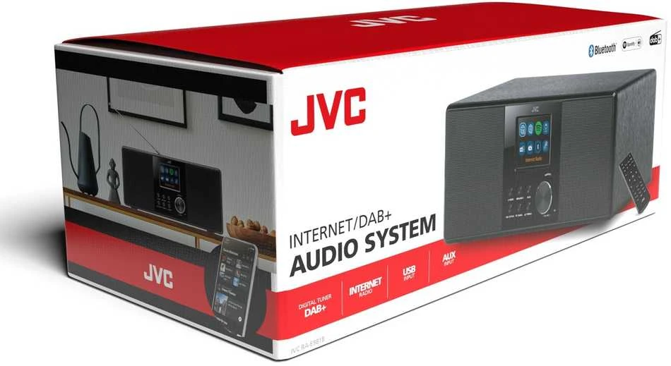 Muzikinis centras JVC RA-E981B belaidžio ryšio „Bluetooth“ interneto radijas, juodas