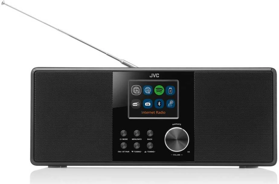 Muzikinis centras JVC RA-E981B belaidžio ryšio „Bluetooth“ interneto radijas, juodas