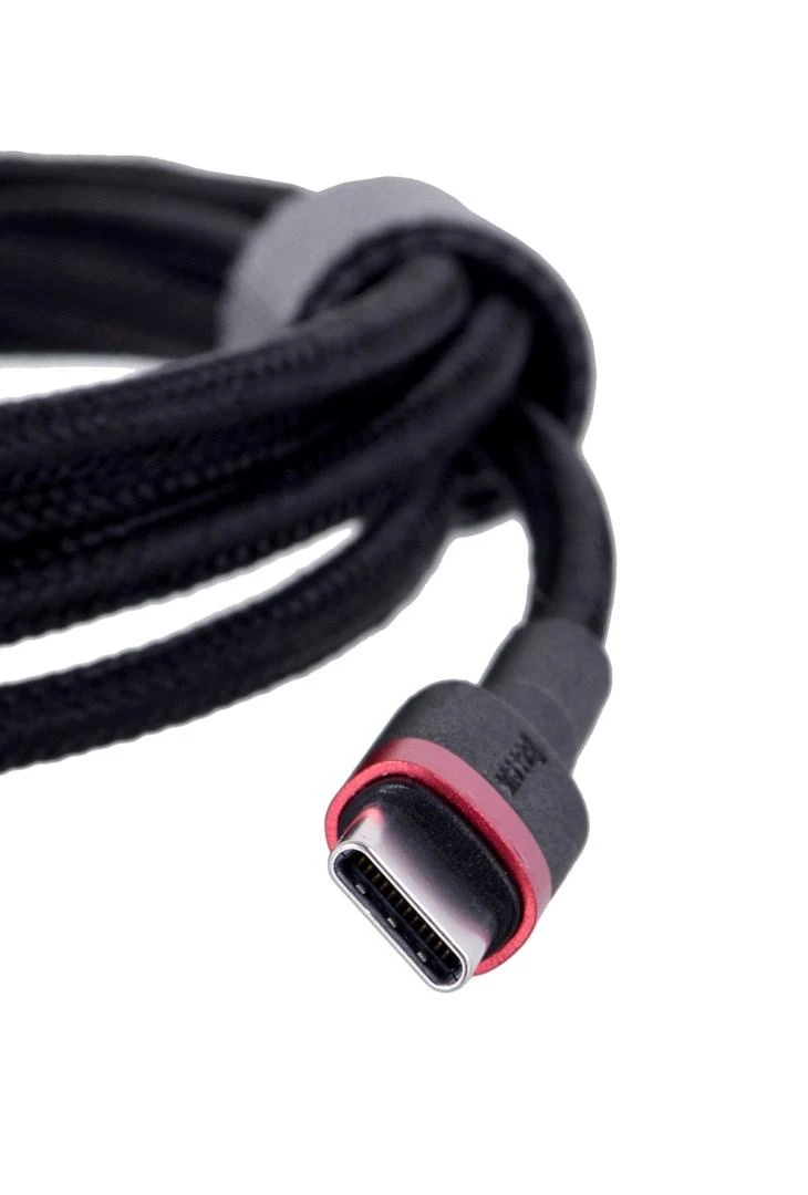 Kabelis Baseus USB2.0 C-USB C kištukas 1 m, su nailoniniu šarvu Cafule, raudonas/juodas