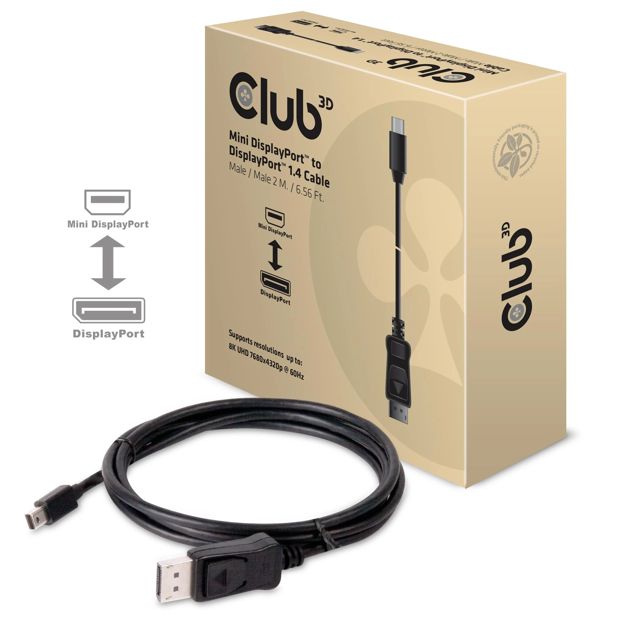 „Club 3D DisplayPort Mini“ – „DisplayPort“ kabelis 2 m juodas (CAC-1115)