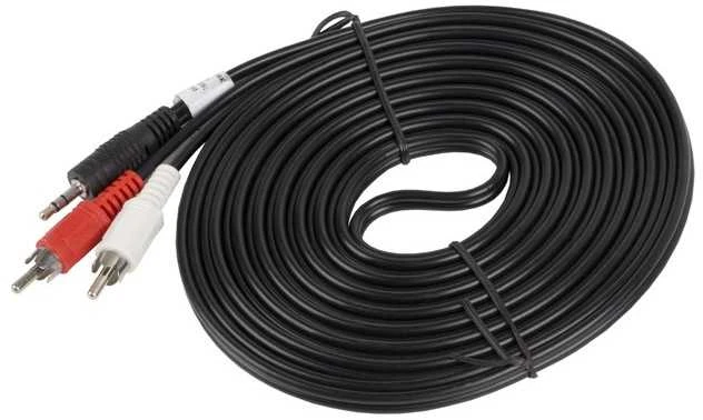 LANBERG CA-MJRC-10CC-0050-BK stereo garso kabelis Mini Jack 3.5mm M -> 2x RCA Cinch 5m