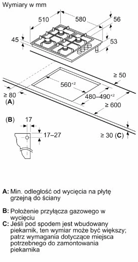 Kaitlentė Bosch Płyta dujinė pbp6b5k80 inox