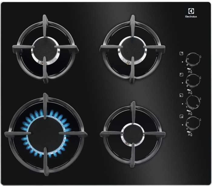 Gas cooktop Electrolux EGG6407K (4 fields, juodos spalvos)