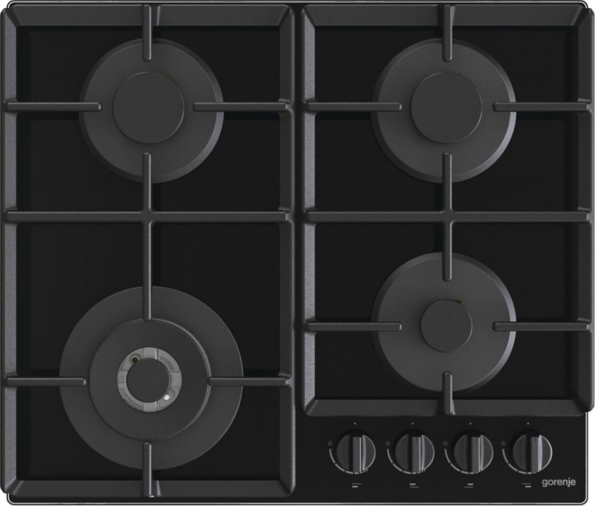Gorenje | Kaitlentė | GTW641EB | Dujos ant stiklo | Degiklių / virimo zonų skaičius 4 | Sukamosios rankenėlės | Juodas