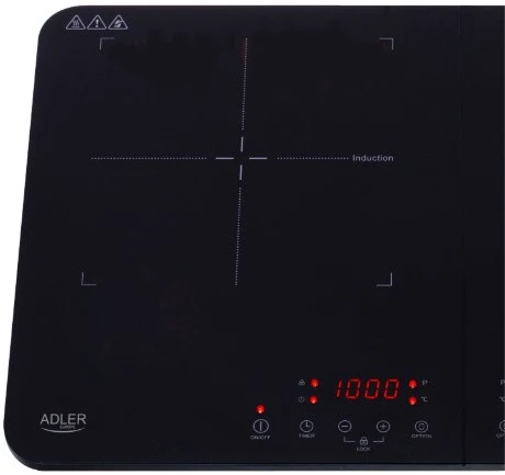 AD 6516 | Adler Cooker | Touch controls | Number of burners/cooking zones 2 | Induction | Juodas