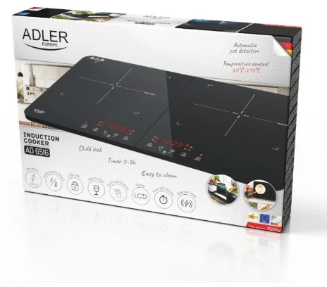 AD 6516 | Adler Cooker | Touch controls | Number of burners/cooking zones 2 | Induction | Juodas