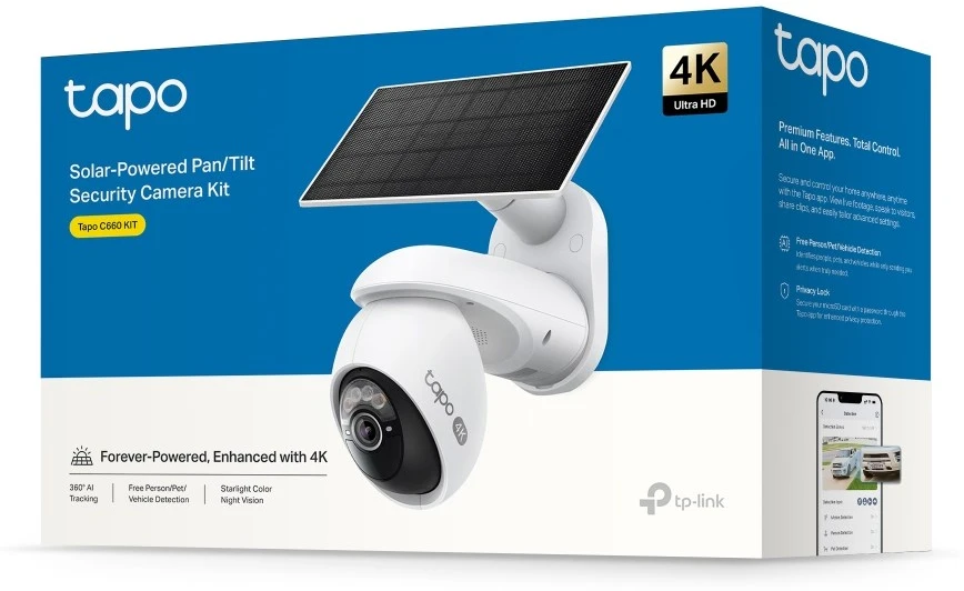 TP-Link Tapo C660 KIT - saulės energija varoma lauko IP stebėjimo kamera