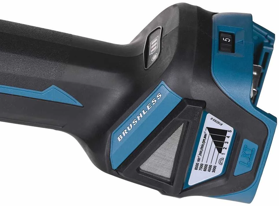 Makita akumuliatorinis kampinis šlifuoklis DGA513Z 18V, be akumuliatoriaus ir kroviklio