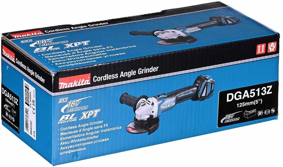 Makita akumuliatorinis kampinis šlifuoklis DGA513Z 18V, be akumuliatoriaus ir kroviklio