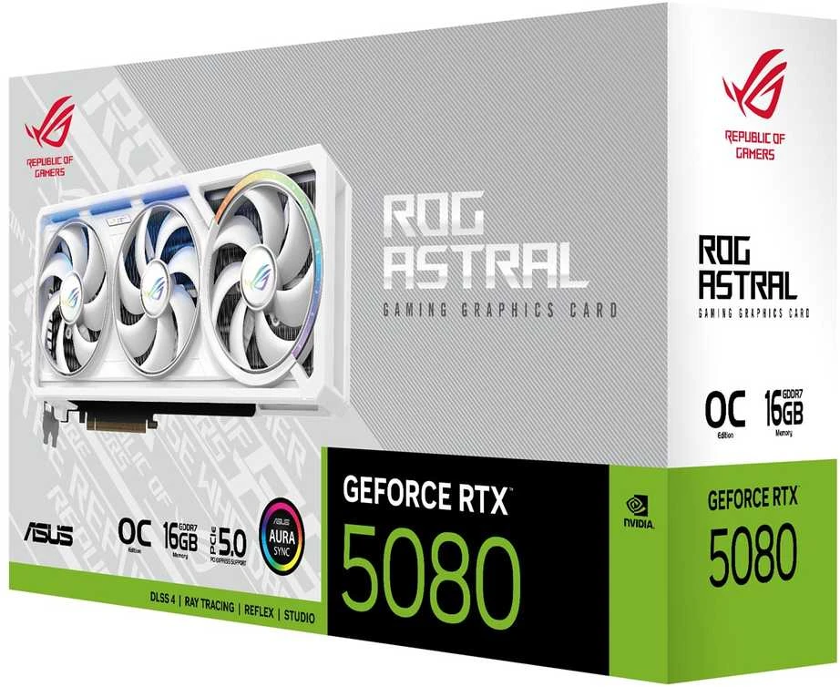 Vaizdo plokštė ASUS GeForce RTX 5080 ROG ASTRAL OC Baltas 16GB DLSS 4