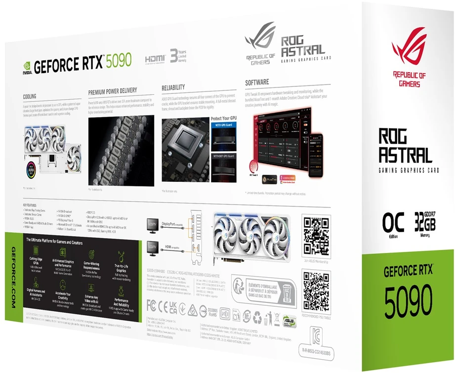 ASUS ROG Astral RTX 5090 32 GB GDDR7 vaizdo plokštė