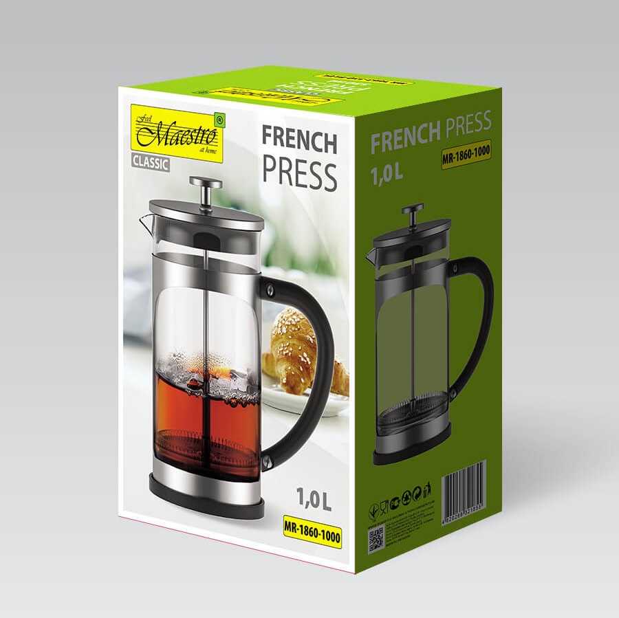 Steel Prancūziškas presas MAESTRO MR-1860 (MR-1860-1000) 1000 ml Plienas