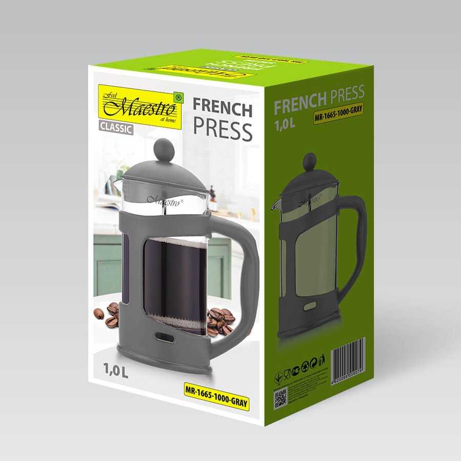 Prancūziškas presas MAESTRO MR-1665 (MR-1665-1000-GRAY) 1000 ml Pilkas