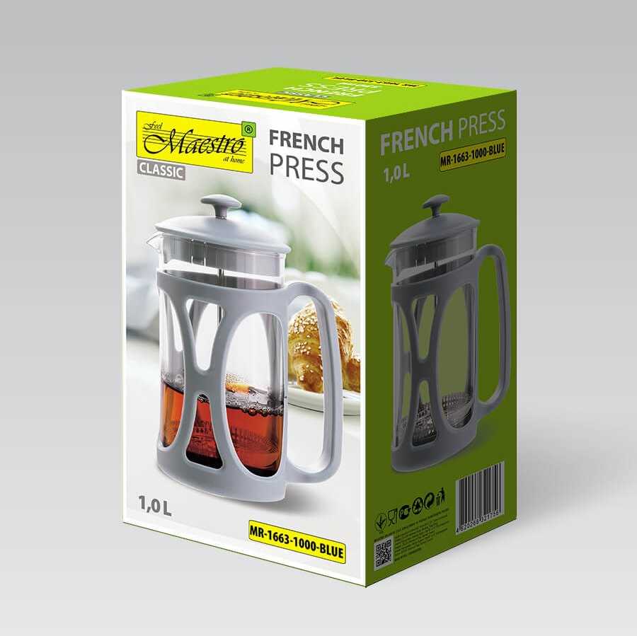 Mėlyna French press MAESTRO MR-1663 (MR-1663-1000-Mėlynas) 1000 ml Mėlyna