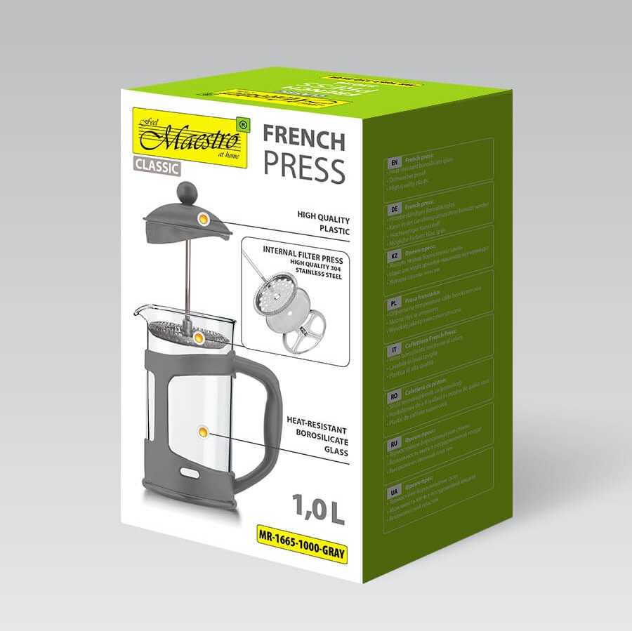 Prancūziškas presas MAESTRO MR-1665 (MR-1665-1000-GRAY) 1000 ml Pilkas