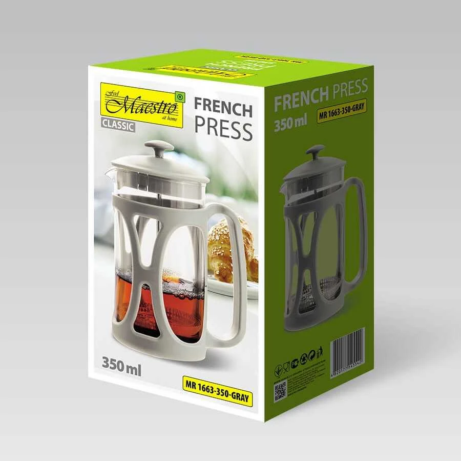 Prancūziška kava presu MAESTRO MR-1663 (MR-1663-350-GRAY) 350 ml Pilkas