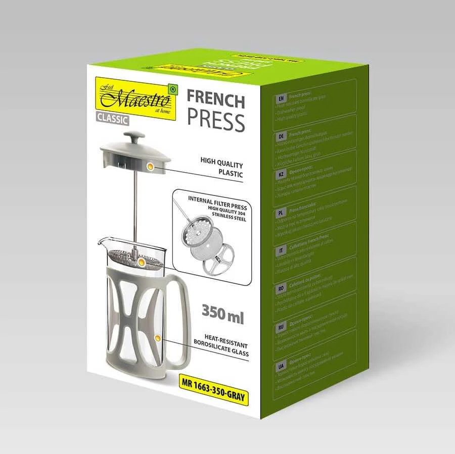 Prancūziška kava presu MAESTRO MR-1663 (MR-1663-350-GRAY) 350 ml Pilkas