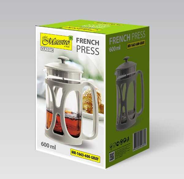 Prancūziškas presas MAESTRO MR-1663 (MR-1663-600-GRAY) 600 ml Pilkas