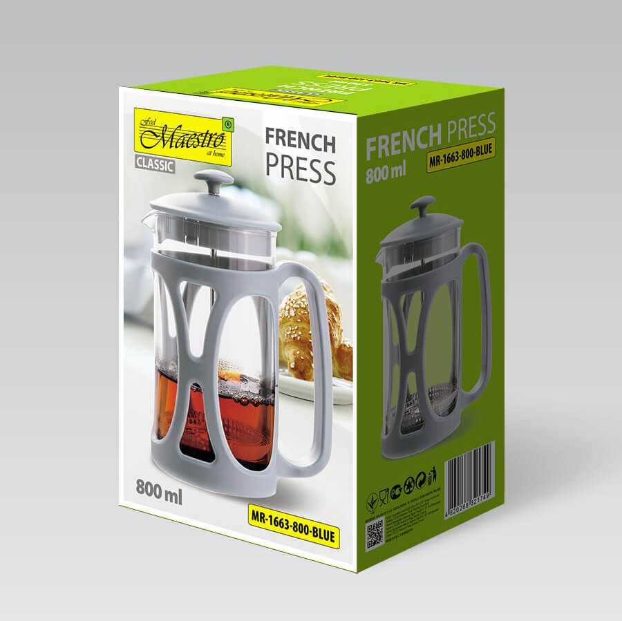 Mėlyna French press MAESTRO MR-1663 (MR-1663-800-Mėlynas) 800 ml Mėlyna
