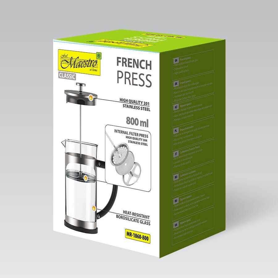 Prancūziškas presas MAESTRO MR-1860 (MR-1860-800) 800 ml Plienas