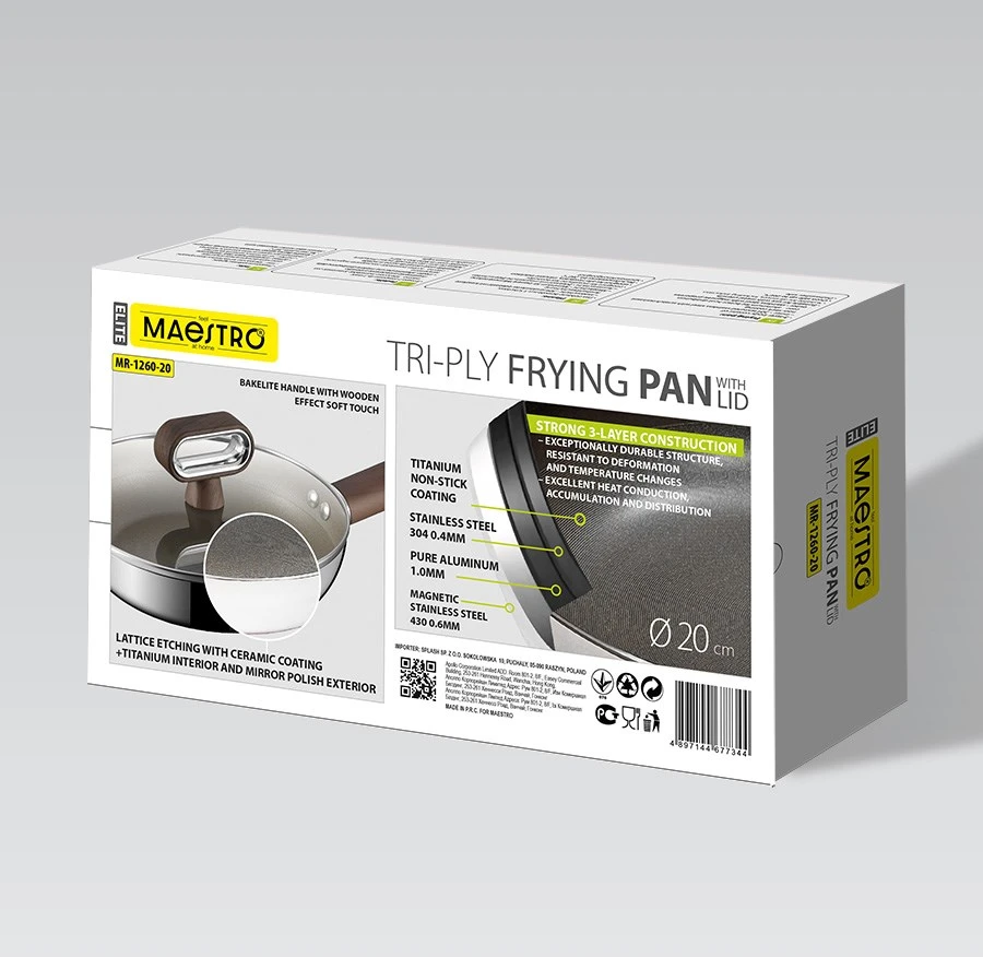 TITANCORE keptuvė su dangčiu MAESTRO MR-1260 20 cm (MR-1260-20)