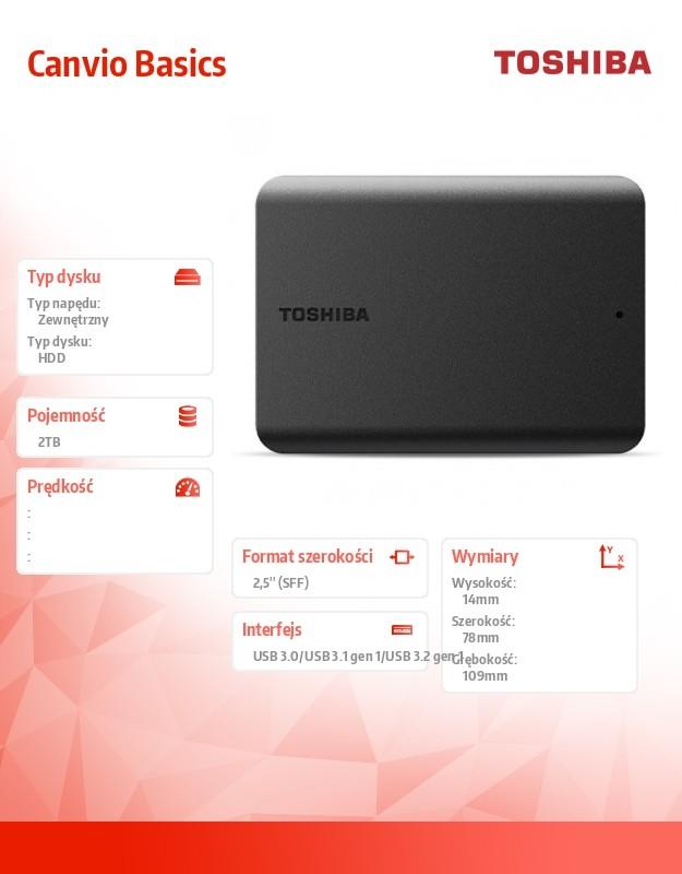 Toshiba CANVIO BASICS | HDTB520EK3AA | 2000 GB | 2.5 " | USB 3.2 Gen1 | Juodas
