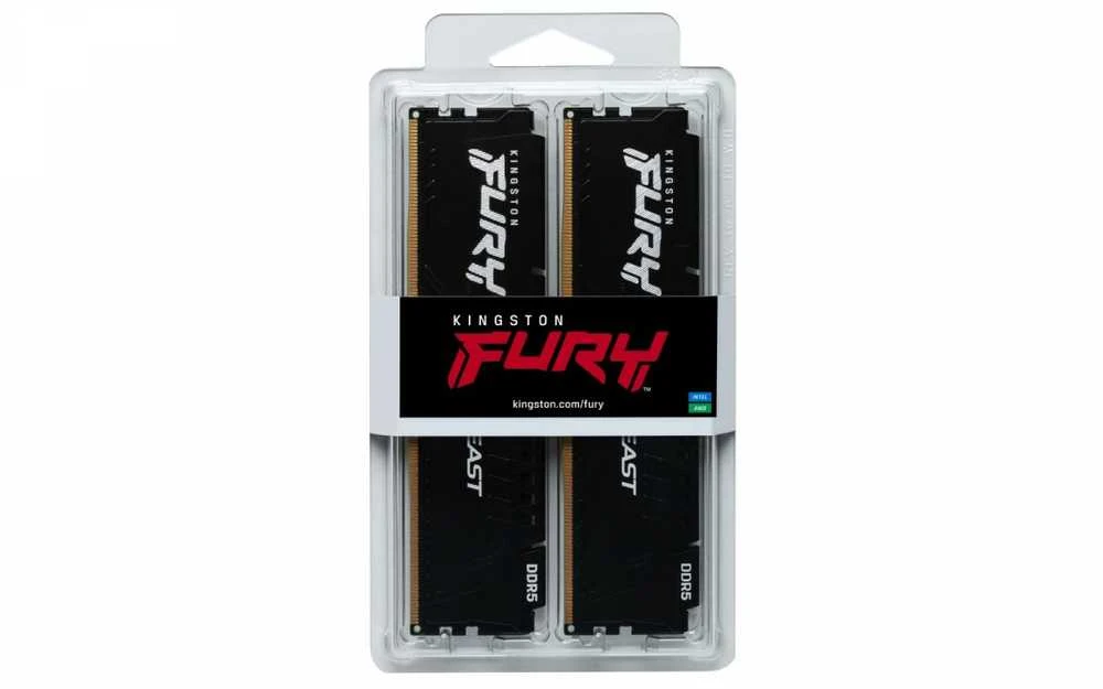 RAM Kingston KF564C32BBEK2-32 32GB 6400MT/s DDR5 CL32 DIMM (Kit of 2) FURY Beast Juodas EXPO | Kingstonas