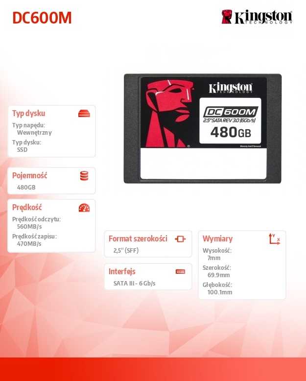 Kingston Dysk ssd dc600m 480gb