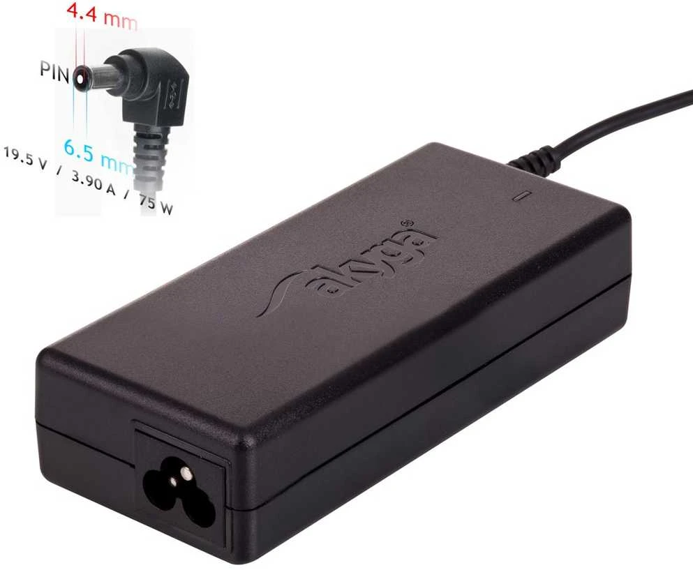 Kintamosios srovės adapteris akyga ak-nd-19, skirtas sony nešiojamam kompiuteriui (19,5 V; 3,9 A; 75 W; 6,5 mm x 4,4 mm)