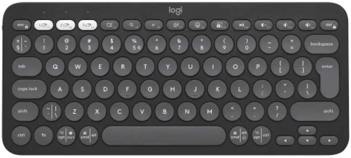 Belaidė klaviatūra Logitech PEBBLE KEYS 2 K380S, Grafito spalvos, Išdėstymas: US tarptautinis (Qwerty)