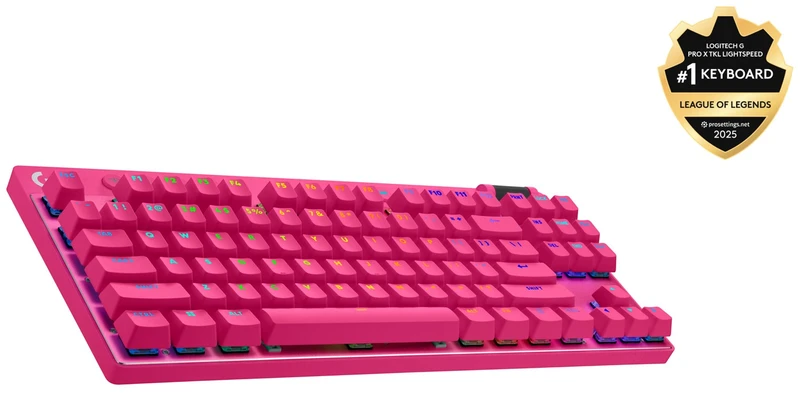 Žaidimų klaviatūra Logitech G Pro X TKL Lightspeed, US išdėstymas, Rožinės spalvos