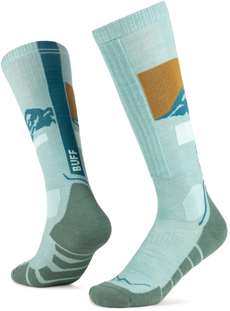 BUFF Merino HW kojinės virš blauzdos HW01, žalios L