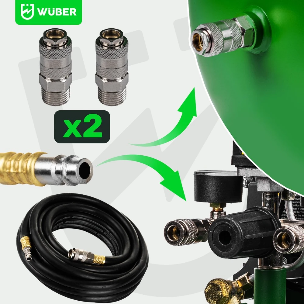 Tepalinis oro kompresorius Wuber W54001, 24 l, 1100 W, 90 l/min, 8 bar