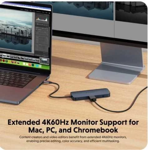 Hiper | „HyperDrive EcoSmart Gen.2“ universalus USB-C 10 viename šakotuvas su 140 W PD3.1 maitinimo šaltiniu | Ethernet LAN (RJ-45) jungtys 1 | HDMI jungtys kiekis 1