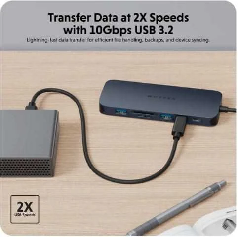 Hiper | „HyperDrive EcoSmart Gen.2“ universalus USB-C 10 viename šakotuvas su 140 W PD3.1 maitinimo šaltiniu | Ethernet LAN (RJ-45) jungtys 1 | HDMI jungtys kiekis 1