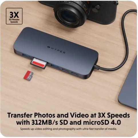 Hiper | „HyperDrive EcoSmart Gen.2“ universalus USB-C 10 viename šakotuvas su 140 W PD3.1 maitinimo šaltiniu | Ethernet LAN (RJ-45) jungtys 1 | HDMI jungtys kiekis 1
