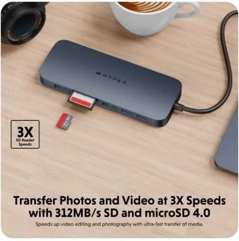Hiper | „HyperDrive Next 11“ prievado USB-C šakotuvas | HD4006GL | Ethernet LAN (RJ-45) jungtys 1 | HDMI jungtys kiekis 2 x 4K 60Hz