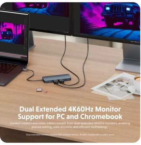 Hiper | „HyperDrive Next 11“ prievado USB-C šakotuvas | HD4006GL | Ethernet LAN (RJ-45) jungtys 1 | HDMI jungtys kiekis 2 x 4K 60Hz
