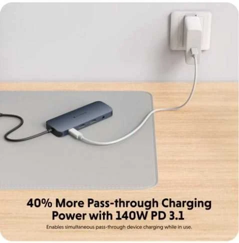 Hiper | „HyperDrive Next 11“ prievado USB-C šakotuvas | HD4006GL | Ethernet LAN (RJ-45) jungtys 1 | HDMI jungtys kiekis 2 x 4K 60Hz
